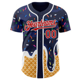 Custom Navy Red-White Ice Cream Waffle Foodie Dessert Authentic Baseball Jersey
