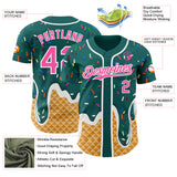 Custom Teal Pink-White Ice Cream Waffle Foodie Dessert Authentic Baseball Jersey
