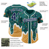 Custom Teal Navy-White Ice Cream Waffle Foodie Dessert Authentic Baseball Jersey