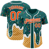 Custom Teal Orange-White Ice Cream Waffle Foodie Dessert Authentic Baseball Jersey