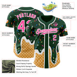 Custom Green Pink-White Ice Cream Waffle Foodie Dessert Authentic Baseball Jersey