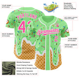 Custom Pea Green Pink-White Ice Cream Waffle Foodie Dessert Authentic Baseball Jersey