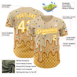 Custom Cream White-Gold Ice Cream Waffle Foodie Dessert Authentic Baseball Jersey