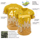 Custom Yellow White-Gold Ice Cream Waffle Foodie Dessert Authentic Baseball Jersey