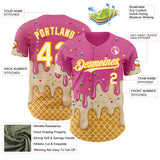 Custom Pink White-Gold Ice Cream Waffle Foodie Dessert Authentic Baseball Jersey