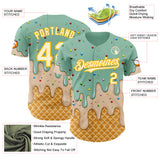 Custom Ice Blue White-Gold Ice Cream Waffle Foodie Dessert Authentic Baseball Jersey