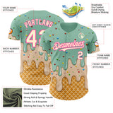 Custom Ice Blue Cream-Pink Ice Cream Waffle Foodie Dessert Authentic Baseball Jersey