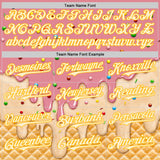 Custom Medium Pink Cream-Gold Ice Cream Waffle Foodie Dessert Authentic Baseball Jersey