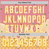 Custom Medium Pink Cream-Gold Ice Cream Waffle Foodie Dessert Authentic Baseball Jersey