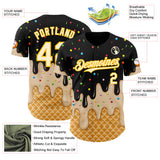 Custom Black Cream-Gold Ice Cream Waffle Foodie Dessert Authentic Baseball Jersey