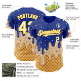Custom Royal Cream-Gold Ice Cream Waffle Foodie Dessert Authentic Baseball Jersey