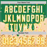 Custom Kelly Green Cream-Gold Ice Cream Waffle Foodie Dessert Authentic Baseball Jersey