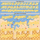 Custom Light Blue Cream-Gold Ice Cream Waffle Foodie Dessert Authentic Baseball Jersey