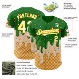 Custom Grass Green Cream-Gold Ice Cream Waffle Foodie Dessert Authentic Baseball Jersey