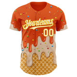 Custom Orange Cream-Gold Ice Cream Waffle Foodie Dessert Authentic Baseball Jersey