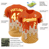 Custom Orange Cream-Gold Ice Cream Waffle Foodie Dessert Authentic Baseball Jersey