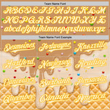 Custom Tan Cream-Gold Ice Cream Waffle Foodie Dessert Authentic Baseball Jersey