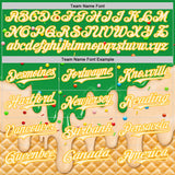 Custom Light Kelly Green Cream-Gold Ice Cream Waffle Foodie Dessert Authentic Baseball Jersey