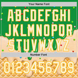 Custom Light Kelly Green Cream-Gold Ice Cream Waffle Foodie Dessert Authentic Baseball Jersey