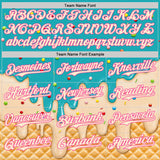 Custom Aqua Cream-Pink Ice Cream Waffle Foodie Dessert Authentic Baseball Jersey