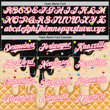 Custom Black Cream-Pink Ice Cream Waffle Foodie Dessert Authentic Baseball Jersey