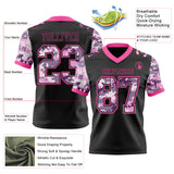 Custom Black-Pink Authentic Camo Two Tone Salute To Service 7V7 Flag Football Jersey