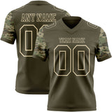 Custom Olive-Cream Authentic Camo Two Tone Salute To Service 7V7 Flag Football Jersey