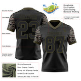 Custom Black-Olive Authentic Camo Two Tone Salute To Service 7V7 Flag Football Jersey