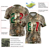 Custom Camo Vintage Mexican Flag Cream-Olive Authentic Woodland Camouflage Salute To Service 7V7 Flag Football Jersey