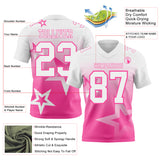 Custom White-Pink Authentic Star Gradient 7V7 Flag Football Jersey