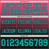 Custom Neon Pink Aqua-Black Authentic Star Gradient 7V7 Flag Football Jersey