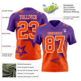 Custom Purple Orange-White Authentic Star Gradient 7V7 Flag Football Jersey