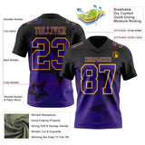Custom Black Purple-Gold Authentic Star Gradient 7V7 Flag Football Jersey