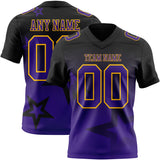 Custom Black Purple-Gold Authentic Star Gradient 7V7 Flag Football Jersey