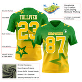 Custom Grass Green Yellow-White Authentic Star Gradient 7V7 Flag Football Jersey