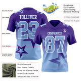 Custom Purple Light Blue-White Authentic Star Gradient 7V7 Flag Football Jersey