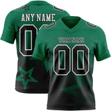 Custom Kelly Green Black-White Authentic Star Gradient 7V7 Flag Football Jersey