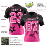 Custom Black Pink-White Authentic Star Gradient 7V7 Flag Football Jersey