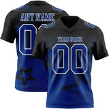 Custom Black Royal-White Authentic Star Gradient 7V7 Flag Football Jersey