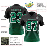 Custom Black Kelly Green-White Authentic Fluid Wave Line Fade 7V7 Flag Football Jersey