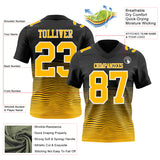 Custom Black Gold-White Authentic Fluid Wave Line Fade 7V7 Flag Football Jersey