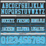 Custom Black Sky Blue-White Authentic Fluid Wave Line Fade 7V7 Flag Football Jersey