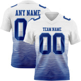 Custom White Royal-Light Blue Authentic Fluid Wave Line Fade 7V7 Flag Football Jersey