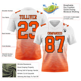 Custom White Orange-Black Authentic Fluid Wave Line Fade 7V7 Flag Football Jersey