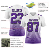 Custom White Purple-Black Authentic Fluid Wave Line Fade 7V7 Flag Football Jersey
