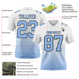 Custom White Light Blue-Black Authentic Fluid Wave Line Fade 7V7 Flag Football Jersey