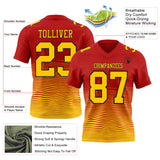 Custom Red Yellow-Black Authentic Fluid Wave Line Fade 7V7 Flag Football Jersey