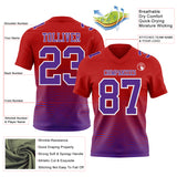 Custom Red Purple-White Authentic Fluid Wave Line Fade 7V7 Flag Football Jersey