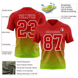 Custom Red Neon Green-White Authentic Fluid Wave Line Fade 7V7 Flag Football Jersey