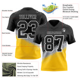 Custom Black Gray Yellow-White Authentic Geometric Gradient 7V7 Flag Football Jersey